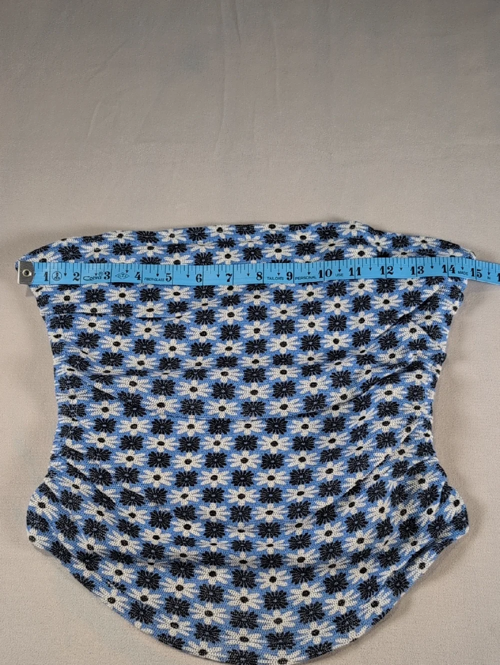 Free People Boulevard Floral Cotton Knit Tube Top in Blue Vista Combo Size Large